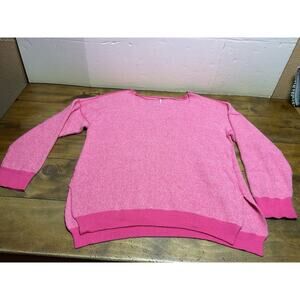 Free People Sweater Weather V Neck Size M Hot Pink Oversized Slouchy Boho Cozy